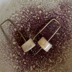 Artisan made white agate and sterling silver earrings